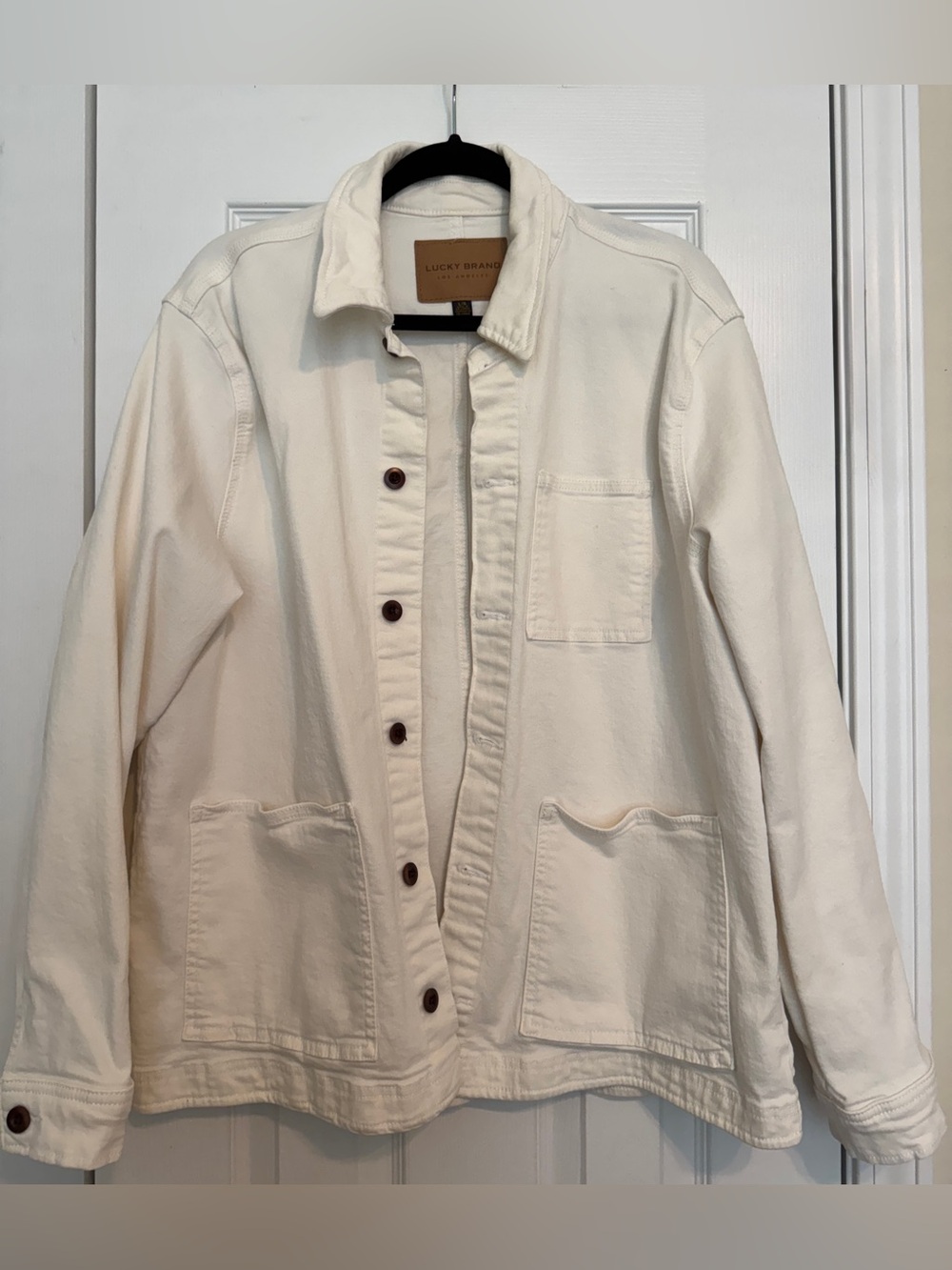Lucky Brand Off-White Button-Front Chore/Barn Jacket. Unisex style.